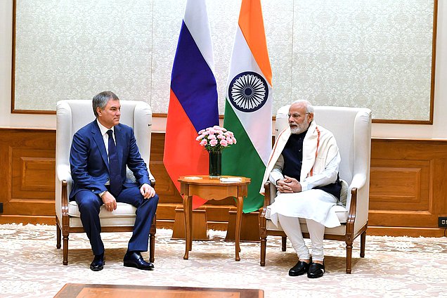 Chairman of the State Duma Viacheslav Volodin and Prime Minister of the Republic of India Narendra Modi