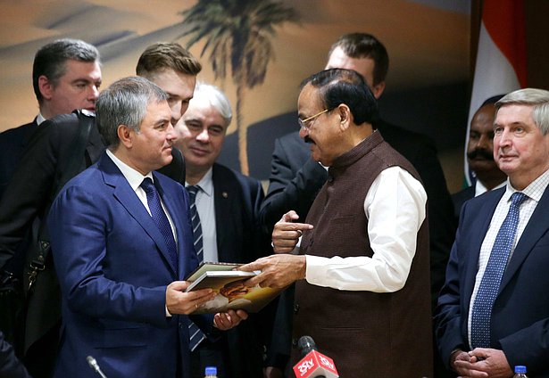 Chairman of the State Duma Viacheslav Volodin and Prime Minister of the Republic of India Narendra Modi