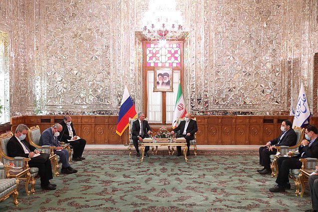 Chairman of the State Duma Viacheslav Volodin and Speaker of the Islamic Consultative Assembly of the Islamic Republic of Iran Mohammad Bagher Ghalibaf