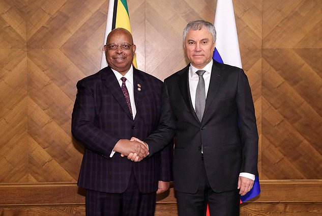 Chairman of the State Duma Vyacheslav Volodin and Speaker of the National Assembly of the Republic of Zimbabwe Jacob Mudenda