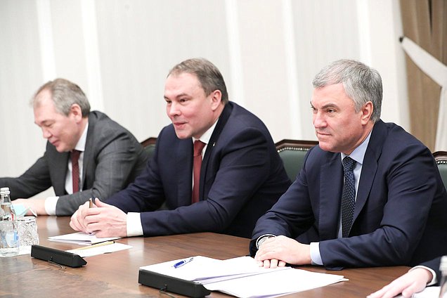 Chairman of the State Duma Viacheslav Volodin and Deputy Chairman of the State Duma Petr Tolstoy