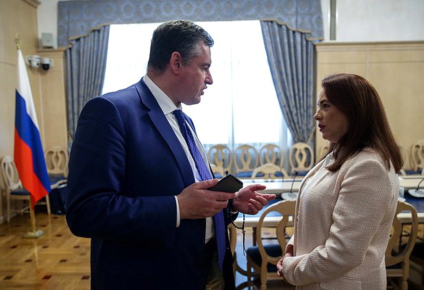 Chairman of the Committee on International Affairs Leonid Slutskiy and President of the 73rd session of the UN General Assembly María Fernanda Espinosa Garcés