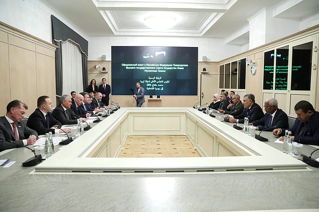 Meeting of Chairman of the State Duma Vyacheslav Volodin and Chairman of the High Council of State of Libya Mohammed Takala