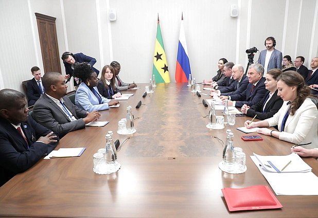 Meeting of Chairman of the State Duma Vyacheslav Volodin and Speaker of the National Assembly of the Democratic Republic of São Tomé and Príncipe Celmira de Almeida do Sacramento dos Santos Lourenço