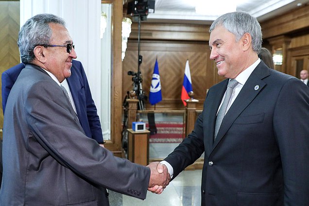 Jefe de la Duma Estatal, Vyacheslav Volodin y el Presidente del Parlamento Centroamericano (PARLACEN), Amado Cerrud Acevedo