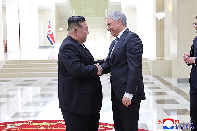 Chairman of the State Duma Vyacheslav Volodin and Chairman of State Affairs of the Democratic People's Republic of Korea Kim Jong-un. Photo credit: KCNA