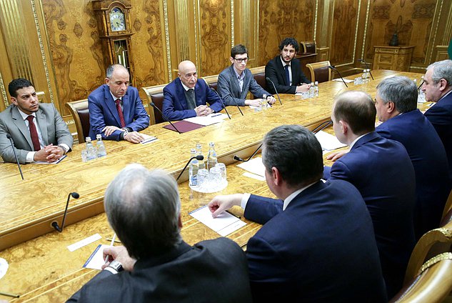 Meeting of Chairman of the State Duma Viacheslav Volodin and Chairman of the House of Representatives of Libya Aguila Saleh