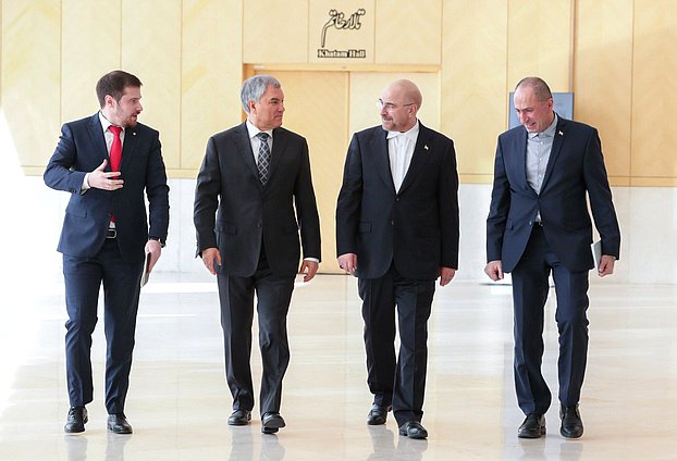 Chairman of the State Duma Vyacheslav Volodin and Speaker of the Islamic Consultative Assembly of the Islamic Republic of Iran Mohammad Bagher Ghalibaf