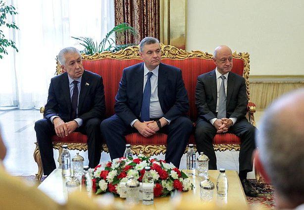 Leader of the United Russia faction Vladimir Vasiliev, leader of LDPR faction Leonid Slutsky and Deputy Chairman of the State Duma Alexander Babakov