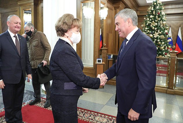 Chairman of the State Duma Viacheslav Volodin, Speaker of the Parliament of the Republic of Moldova Zinaida Greceanîi and ex-President of the Republic of Moldova Igor Dodon