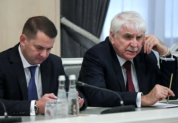 Председатель Комитета по труду, социальной политике и делам ветеранов Ярослав Нилов и Первый заместитель Председателя Комитета по международным делам Алексей Чепа
