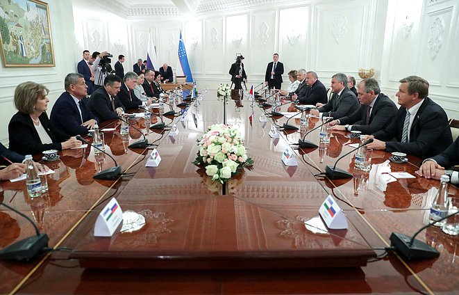 Meeting of Chairman of the State Duma Viacheslav Volodin with Speaker of the Legislative Chamber of the Oliy Majlis Nuriddinjon Ismailov