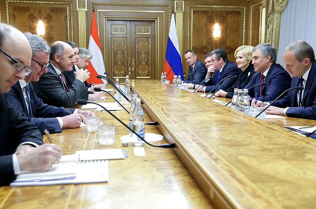 Meeting of Chairman of the State Duma Viacheslav Volodin and President of the National Council of the Austrian Republic Wolfgang Sobotka