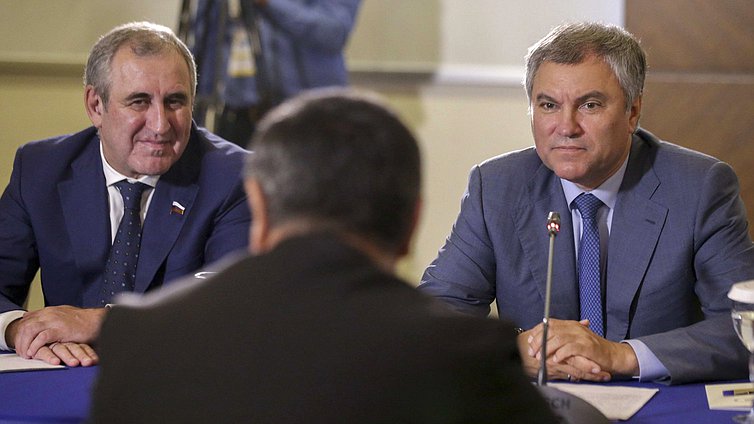 Chairman of the State Duma Viacheslav Volodin and Deputy Chairman of the State Duma Sergei Neverov