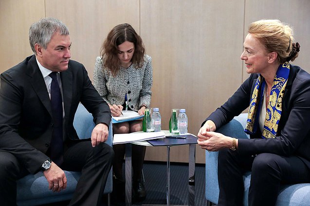 Chairman of the State Duma Viacheslav Volodin and Secretary General of the Council of Europe Marija Pejčinović Burić