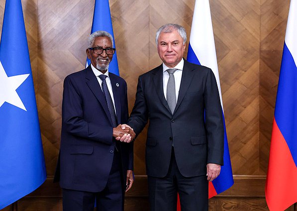 Chairman of the State Duma Vyacheslav Volodin and Speaker of the Senate of the Federal Parliament of the Federal Republic of Somalia Abdi Hashi Abdullahi