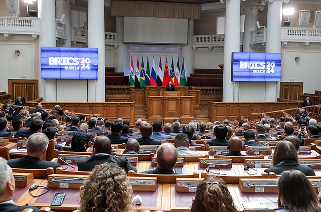 President of the Russian Federation Vladimir Putin addressed the plenary session of the 10th BRICS Parliamentary Forum “BRICS Parliamentary Dimension: Prospects for Strengthening Inter-Parliamentary Cooperation”