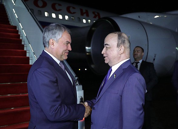 Chairman of the State Duma Viacheslav Volodin and Chairman of the Majlisi namoyandagon of Majlisi Oli Shukurjon Zuhurov