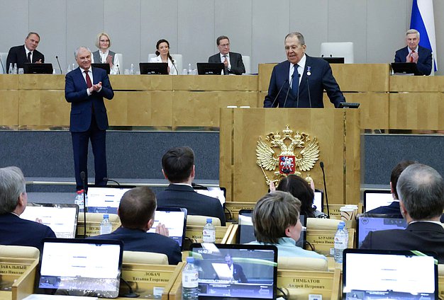 Председатель Государственной Думы Вячеслав Володин и Министр иностранных дел РФ Сергей Лавров