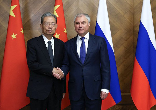 Chairman of the State Duma Vyacheslav Volodin and Chairman of the Standing Committee of the National People's Congress of China Zhao Leji