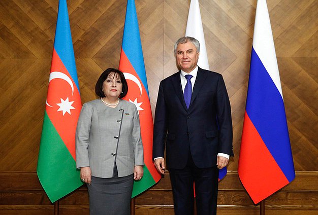 Chairman of the State Duma Vyacheslav Volodin and Chairwoman of the Milli Majlis of the Republic of Azerbaijan Sahiba Gafarova