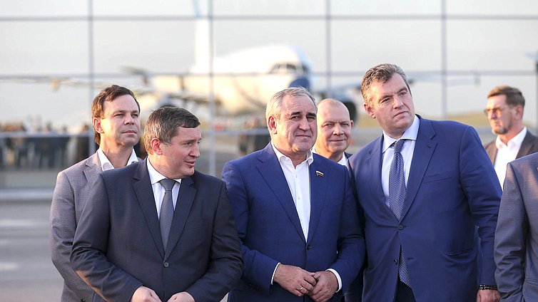 Governor of the Volgograd Region Andrei Bocharov, Deputy Chairman of the State Duma Sergei Neverov and Chairman of the Committee on International Affairs Leonid Slutskiy