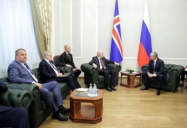 Chairman of the State Duma Viacheslav Volodin and Speaker of Althingi of the Republic of Iceland Steingrímur J. Sigfússon