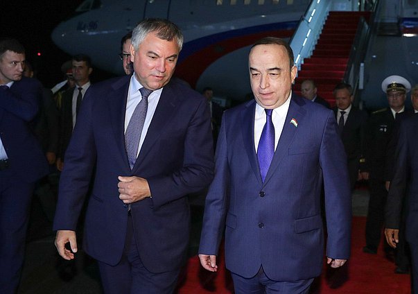 Chairman of the State Duma Viacheslav Volodin and Chairman of the Majlisi namoyandagon of Majlisi Oli Shukurjon Zuhurov