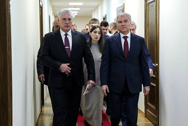 El Jefe de la Duma Estatal, Vyacheslav Volodin, y el Presidente de la República de Cuba, Miguel Díaz-Canel Bermúdez