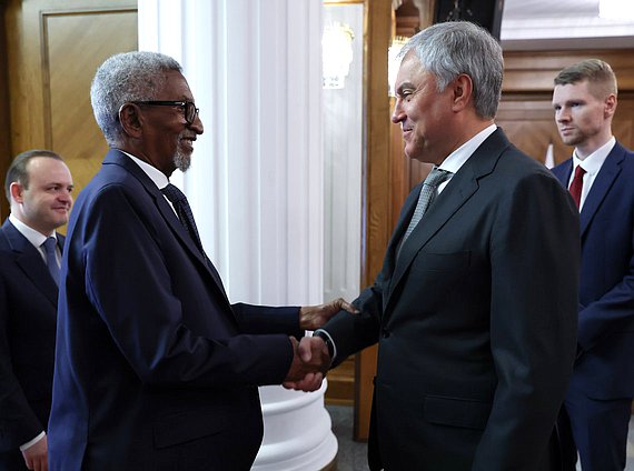 Chairman of the State Duma Vyacheslav Volodin and Speaker of the Senate of the Federal Parliament of the Federal Republic of Somalia Abdi Hashi Abdullahi