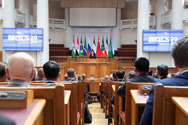 President of the Russian Federation Vladimir Putin addressed the plenary session of the 10th BRICS Parliamentary Forum “BRICS Parliamentary Dimension: Prospects for Strengthening Inter-Parliamentary Cooperation”