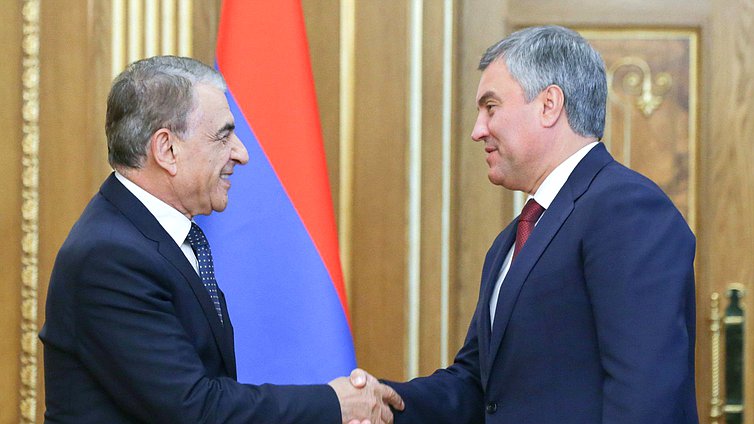 Meeting of Chairman of the State Duma Viacheslav Volodin and President of the National Assembly of the Republic of Armenia Ara Babloyan