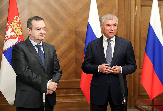 Chairman of the State Duma Viacheslav Volodin and Speaker of the National Assembly of the Republic of Serbia Ivica Dacic