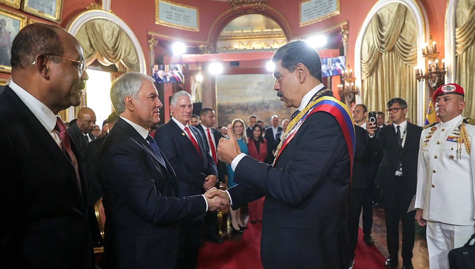 Vyacheslav Volodin, Jefe de la Duma Estatal, asistió a la ceremonia de investidura del Presidente electo de la República Bolivariana de Venezuela, Nicolás Maduro