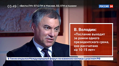 Интервью Председателя ГД Вячеслава Володина телеканалу «Россия 24»