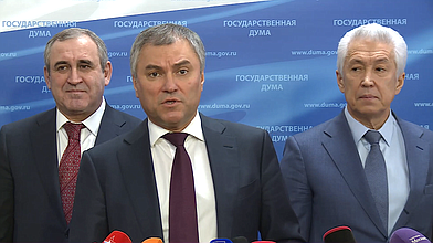 Выступление Председателя ГД Вячеслава Володина перед журналистами о недопустимости попыток вмешательства в работу парламента РФ со стороны Совета Европы